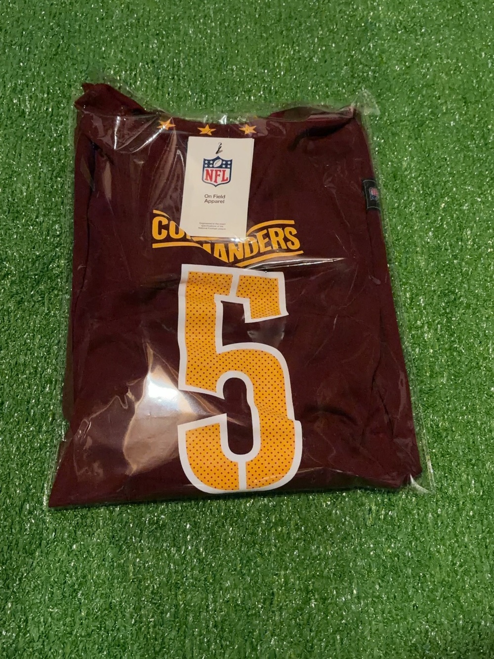 NFL Burgundy Youth Jersey with Gold Number 5